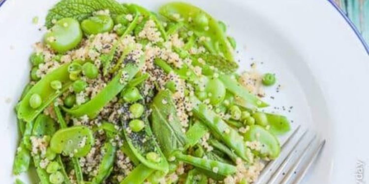 Green Spring Salad with Quinoa and Lemon-Mustard Vinaigrette