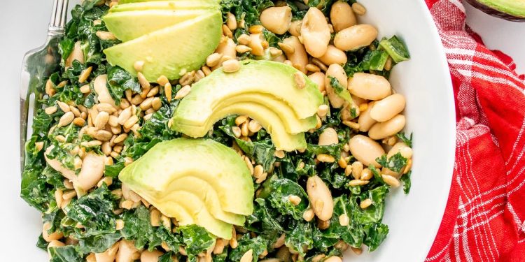 Kale Avocado Salad (with Lemon Dijon Dressing!)