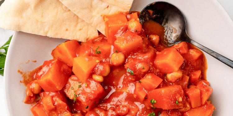 Moroccan Butternut Squash Stew with Chickpeas