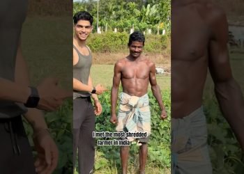 I met the most shredded farmer in India🇮🇳 #shorts#fitness#gym