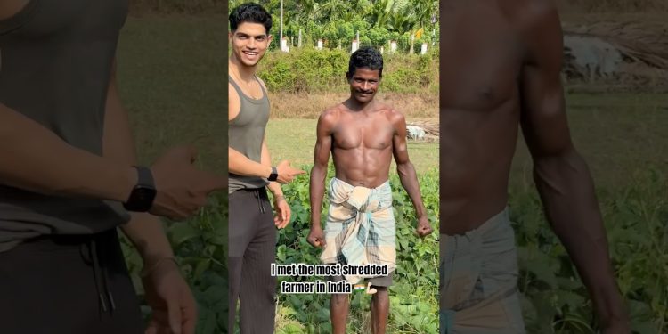 I met the most shredded farmer in India🇮🇳 #shorts#fitness#gym