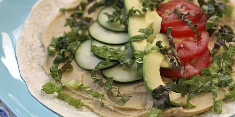 Hummus, Cucumber, and Avocado Wrap