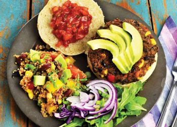 Vegan Black Bean Burgers with Mexican Quinoa Salad