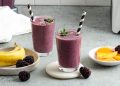 Simple Blackberry Peach Smoothie w/ 27g Protein!