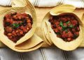Vegan Smoky Bean Chilli in Tortilla Cups